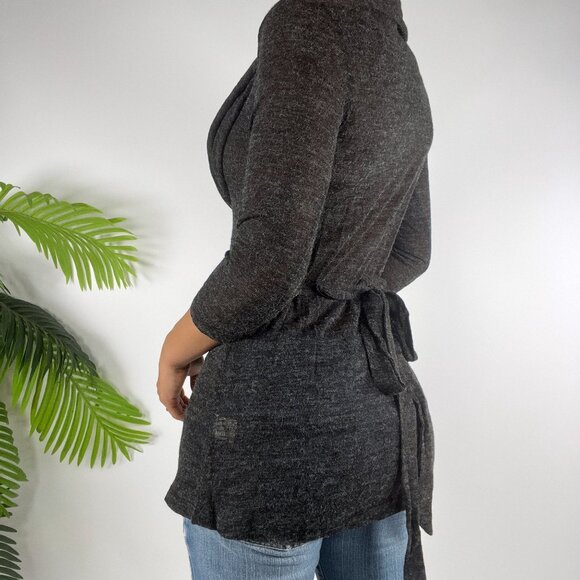 Womens Y2K Charlotte Russe Small Gray Classy Bodycon Knit Cowl Neck Sweater - Picture 2 of 7